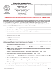 Document preview: Form SS-6020 Solicitation Campaign Notice - Tennessee