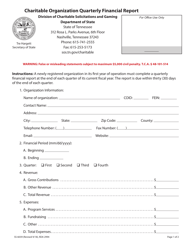 Document preview: Form SS-6039 Charitable Organization Quarterly Financial Report - Tennessee