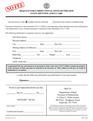 Document preview: Form SS-7036 Request for Correctional Officer Firearm State Identification Card - Tennessee
