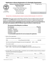 Form SS-6007 &quot;Application to Renew Registration of a Charitable Organization&quot; - Tennessee