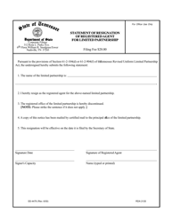Document preview: Form SS-4479 Statement of Resignation of Registered Agent for Limited Partnership - Tennessee