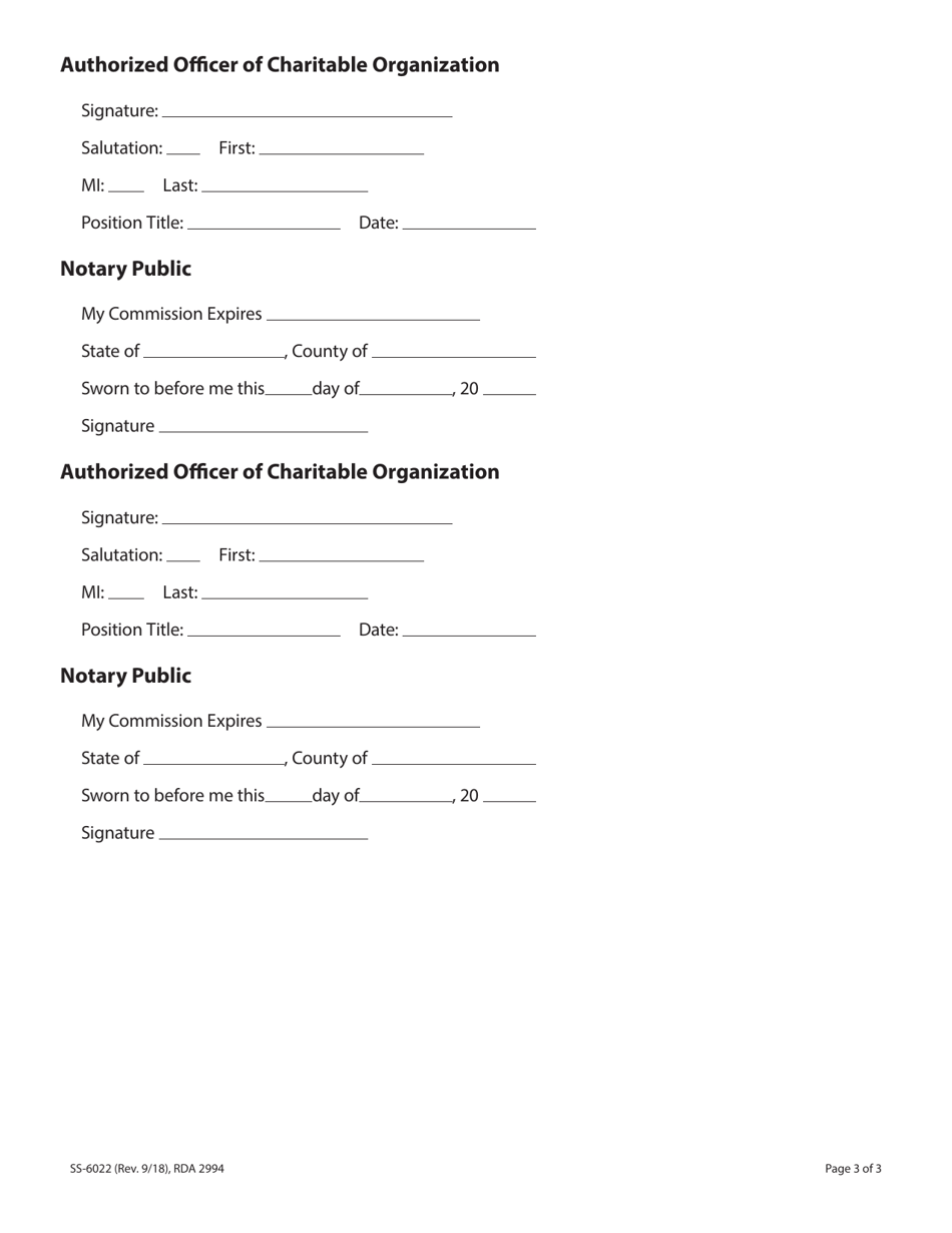 Form SS-6022 Summary of Financial Activities for a Solicitation Campaign - Tennessee, Page 3