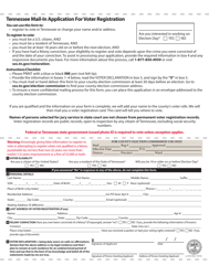 Form SS-3010 &quot;Tennessee Mail-In Application for Voter Registration&quot; - Tennessee