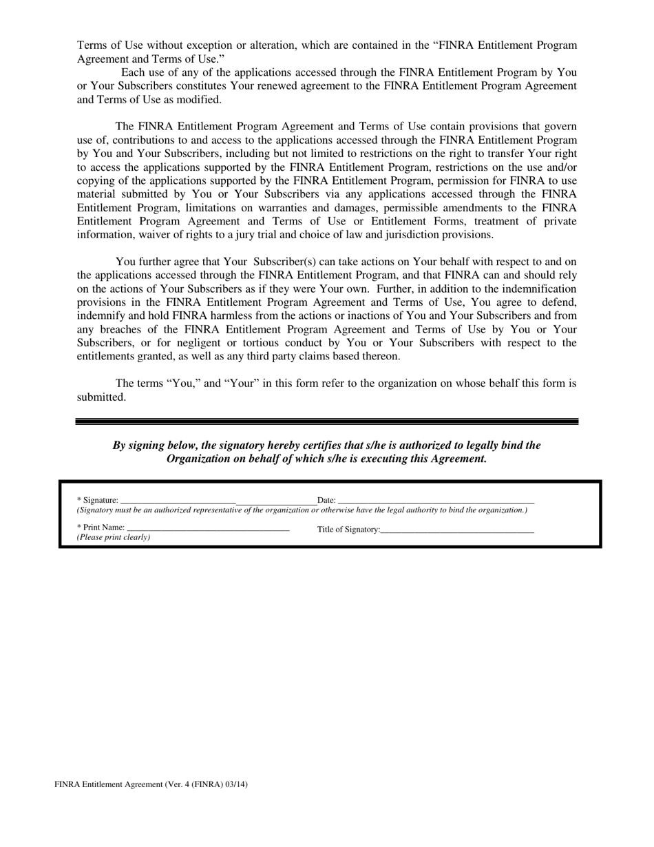 FiNRA Entitlement Agreement, Page 2