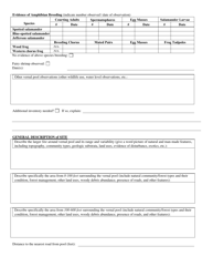Vernal Pool Survey Form - Vermont Natural Heritage Inventory - Vermont, Page 2