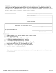Form 700-00070C Petition to Appoint Custodial Guardian for a Minor - Vermont, Page 5