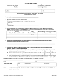 Document preview: Formulario 400-00088 Declaracion Jurada De Custodia De Ninos - Vermont (Spanish)
