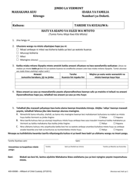 Document preview: Form 400-00088 Affidavit of Child Custody - Vermont (Swahili)