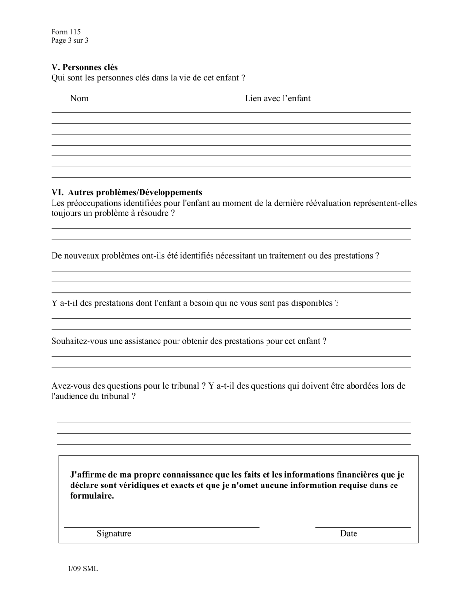 Form 115 Periodic Review Report - Vermont (French), Page 3
