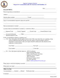Document preview: Request for Accommodation Under the Americans With Disabilities Act - Virginia
