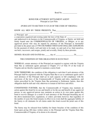 Document preview: Bond for Attorney Settlement Agent - Principal as Law Firm - Virginia