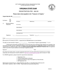 Document preview: Settlement Agent Official Registration Form for an Individual Attorney - Virginia