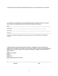 Legal Ethics Opinion Request Form - Virginia, Page 2