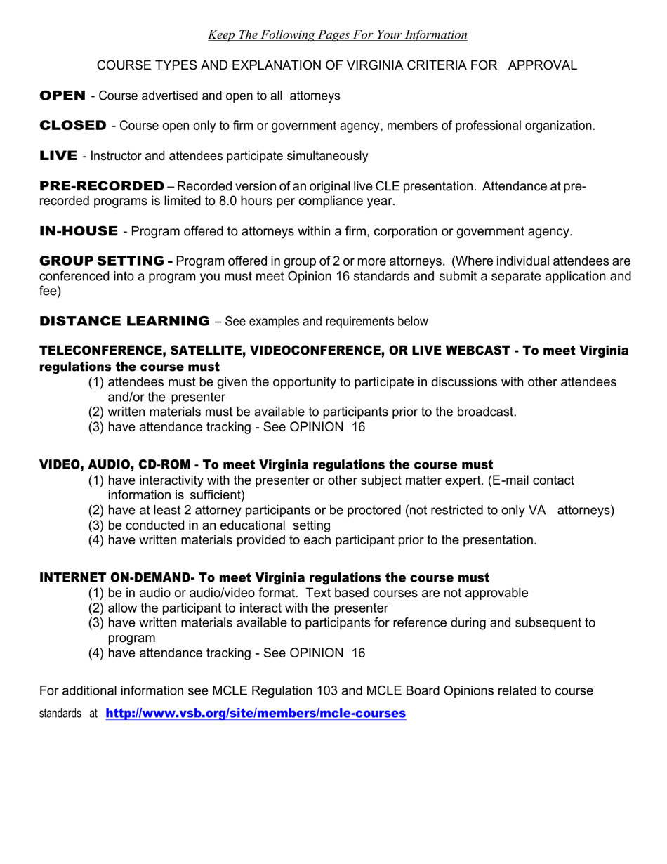 Form 4 Sponsor Application for Approval of a Cle Course - Virginia, Page 3