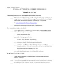 Checklist for Lawyers - Judicial Settlement Conference Program - Virginia