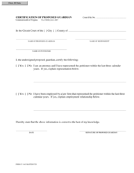 Form CC-1643 Certification of Proposed Guardian - Virginia