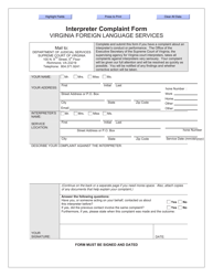 Interpreter Complaint Form - Virginia