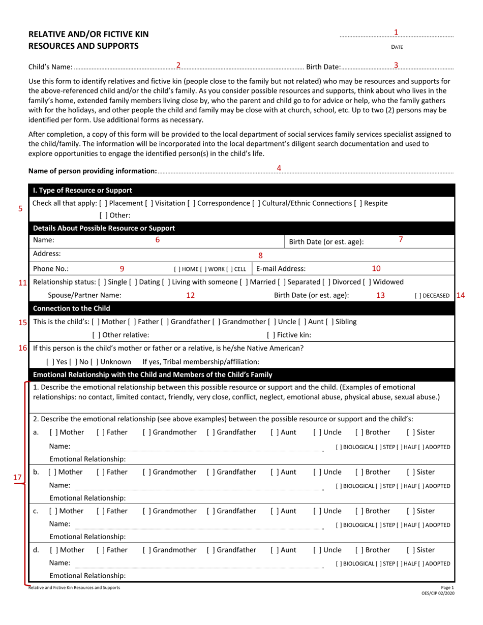 Instructions for Forms to Support Identification of Possible Resources and Supports for a Child in Foster Care and / or the Childs Family - Virginia, Page 6