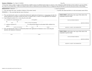 Form DC-3020 Summons for Vicious Dog - Virginia, Page 2