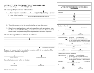 Instructions for Form DC-376 Affidavit for Fire Investigation Warrant - Virginia, Page 2