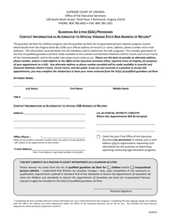 Document preview: Contact Information as Alternative to Official Virginia State Bar Address of Record - Guardian Ad Litem (Gal) Programs - Virginia