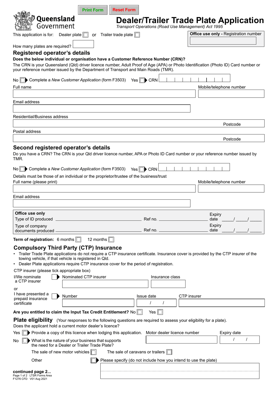 Form F1276 Download Fillable PDF or Fill Online Dealer/Trailer Trade