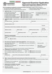 Form F2339 &quot;Approved Examiner Application - Approved Inspection Station Scheme&quot; - Queensland, Australia