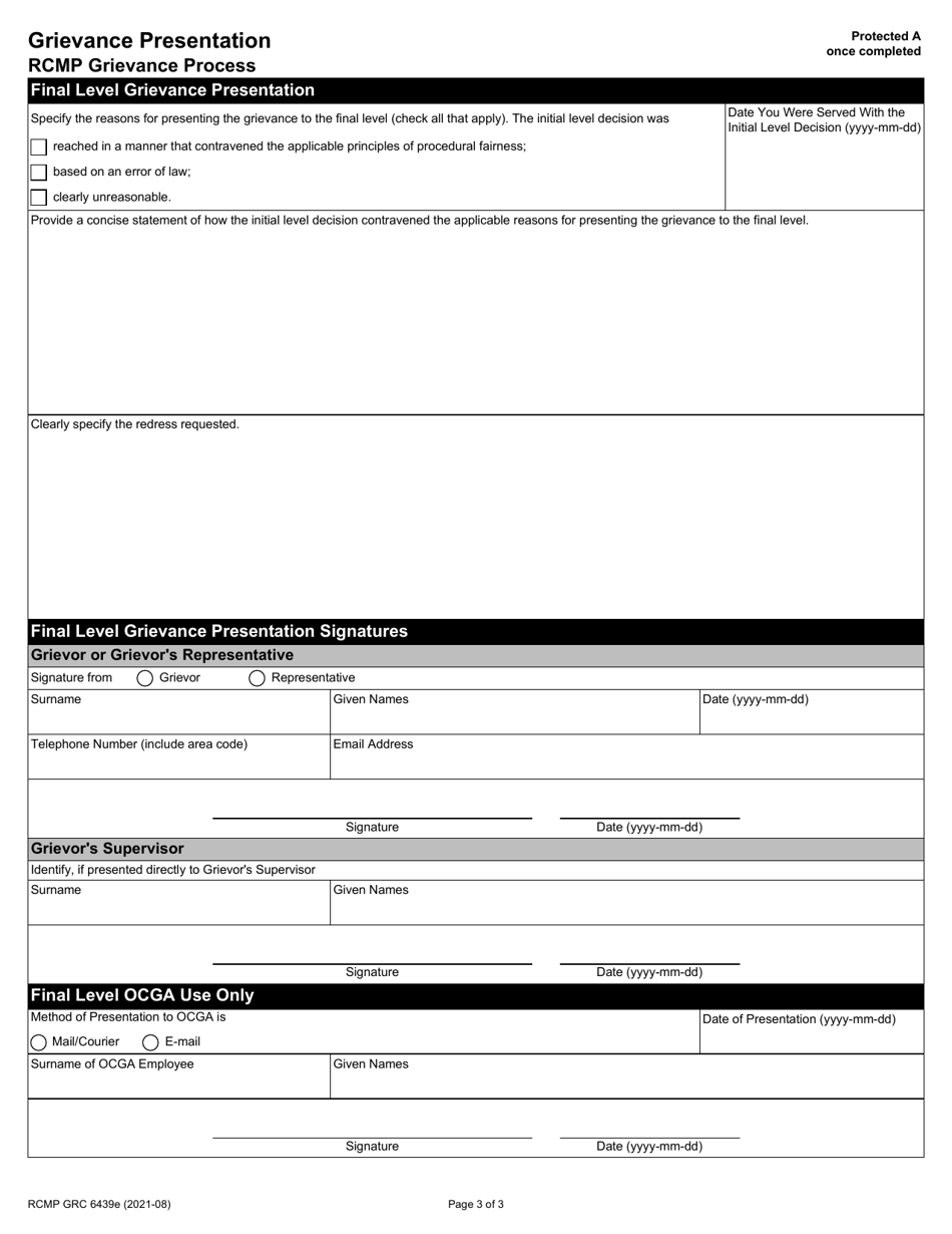 Form RCMP GRC6439 Grievance Presentation - Canada, Page 5