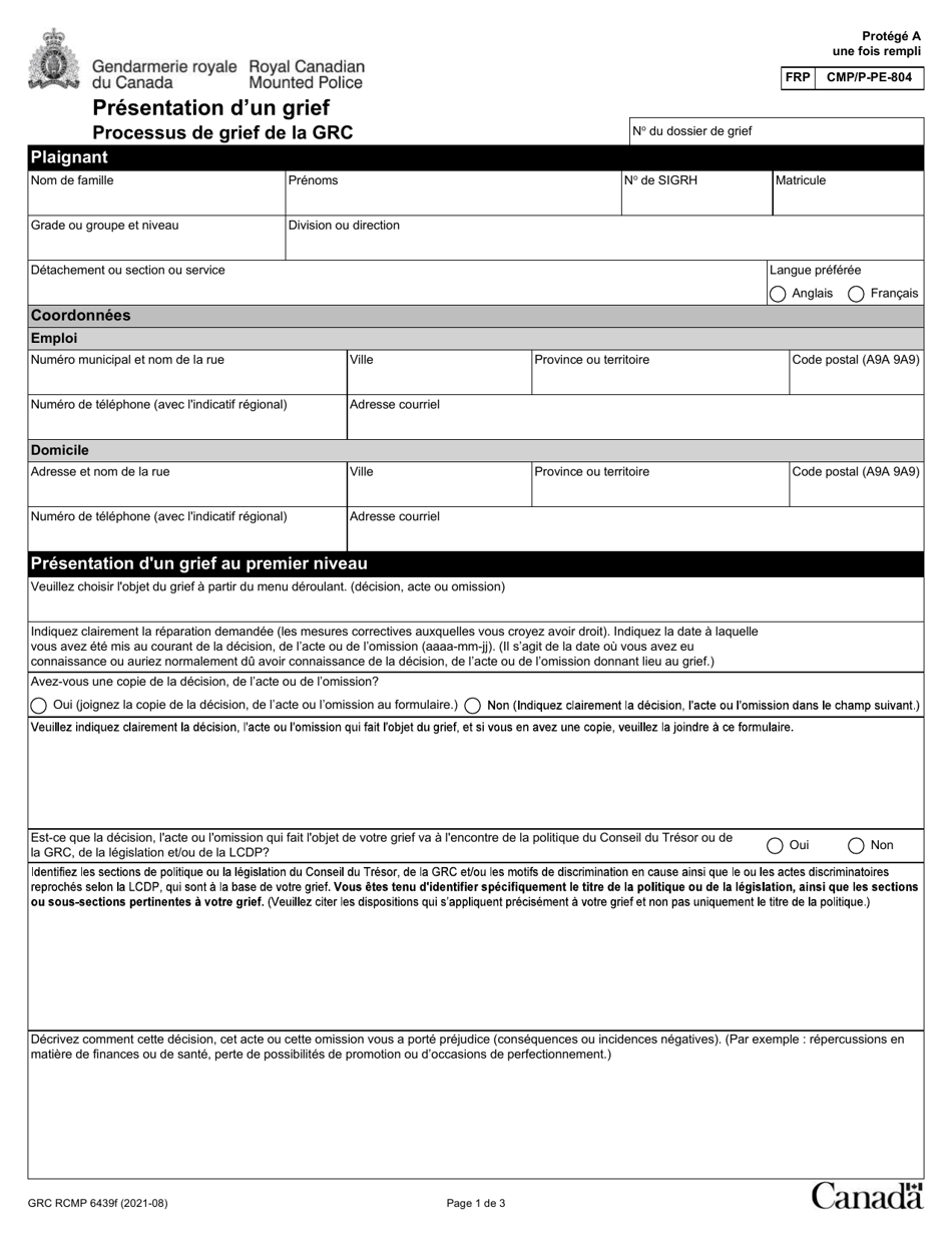 Forme GRC RCMP6439 Presentation Dun Grief - Canada (French), Page 3