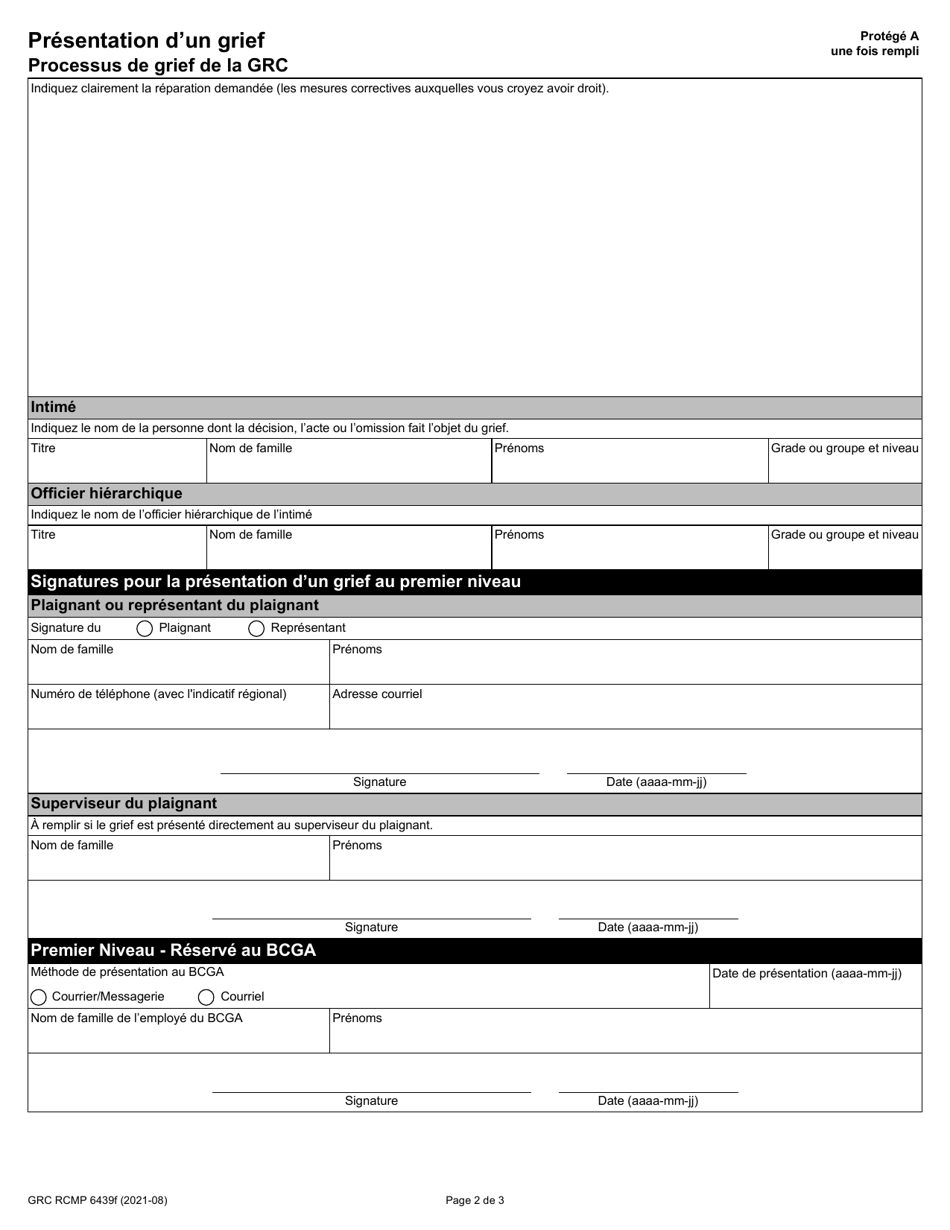 Forme GRC RCMP6439 Presentation Dun Grief - Canada (French), Page 4