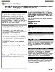 Document preview: Forme GRC RCMP5642 Demande En Vertu Du Reglement D'adaptation Visant Les Armes a Feu DES Peuples Autochtones Du Canada - Canada (French)