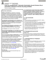Forme GRC RCMP5491 Demande D&#039;autorisation De Port D&#039;armes a Feu a Autorisation Restreinte Et D&#039;armes De Poing Prohibees - Canada (French)