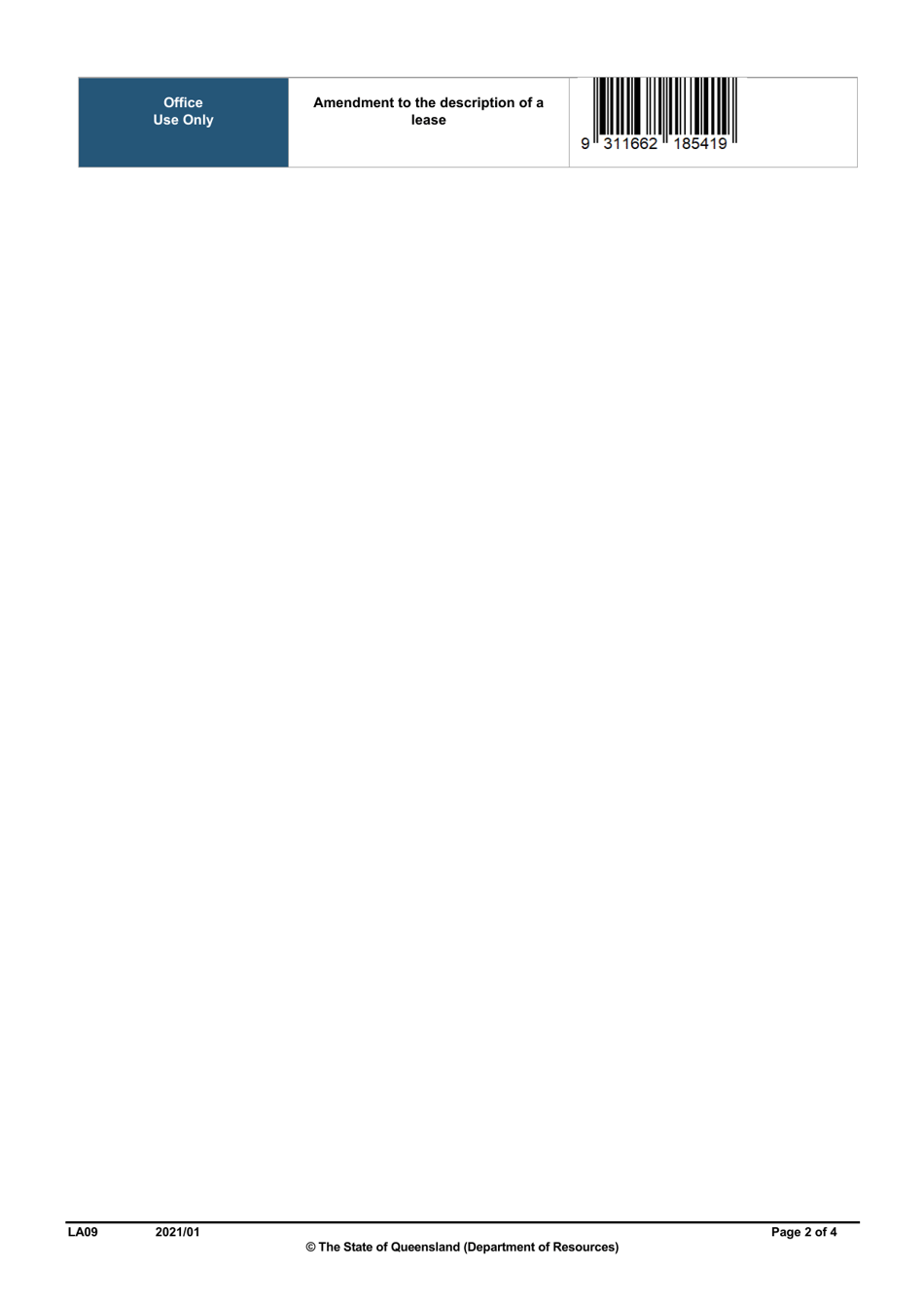Form LA09 Part B Amendment to the Description of a Lease Application - Queensland, Australia, Page 2