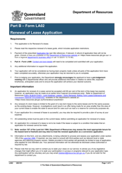 Document preview: Form LA02 Part B Renewal of Lease Application - Queensland, Australia