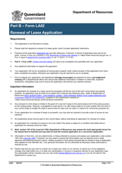 Form LA02 Part B &quot;Renewal of Lease Application&quot; - Queensland, Australia