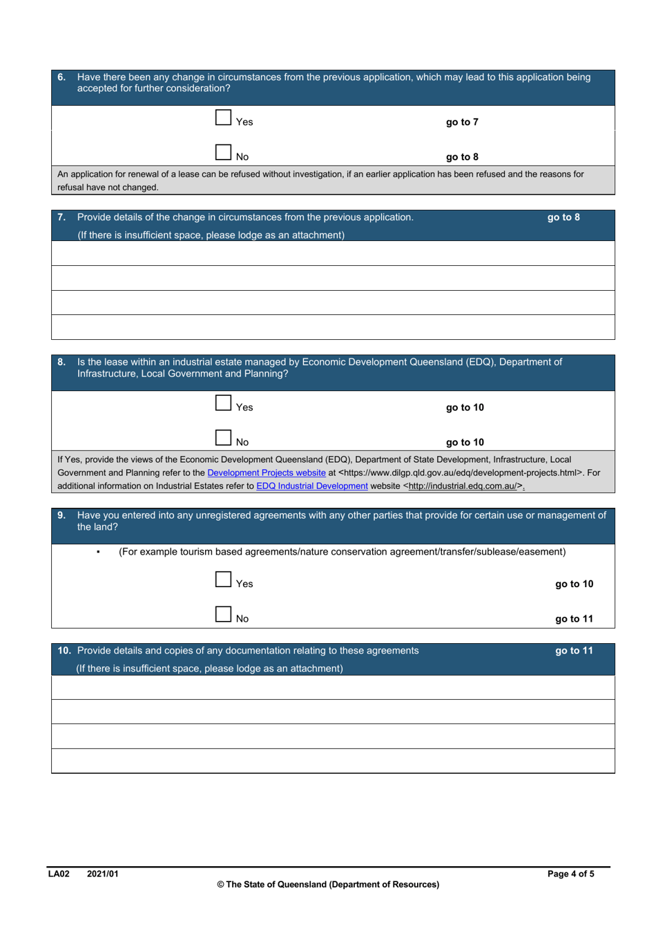 Form LA02 Part B Renewal of Lease Application - Queensland, Australia, Page 4