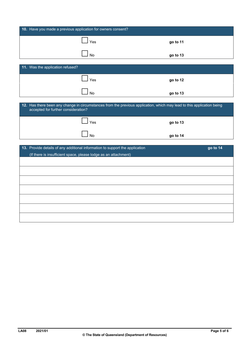 Form LA08 Part B Owners Consent to Development Application - Queensland, Australia, Page 5