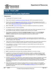 Document preview: Form LA01 Part B Conversion of a Lease Application - Queensland, Australia