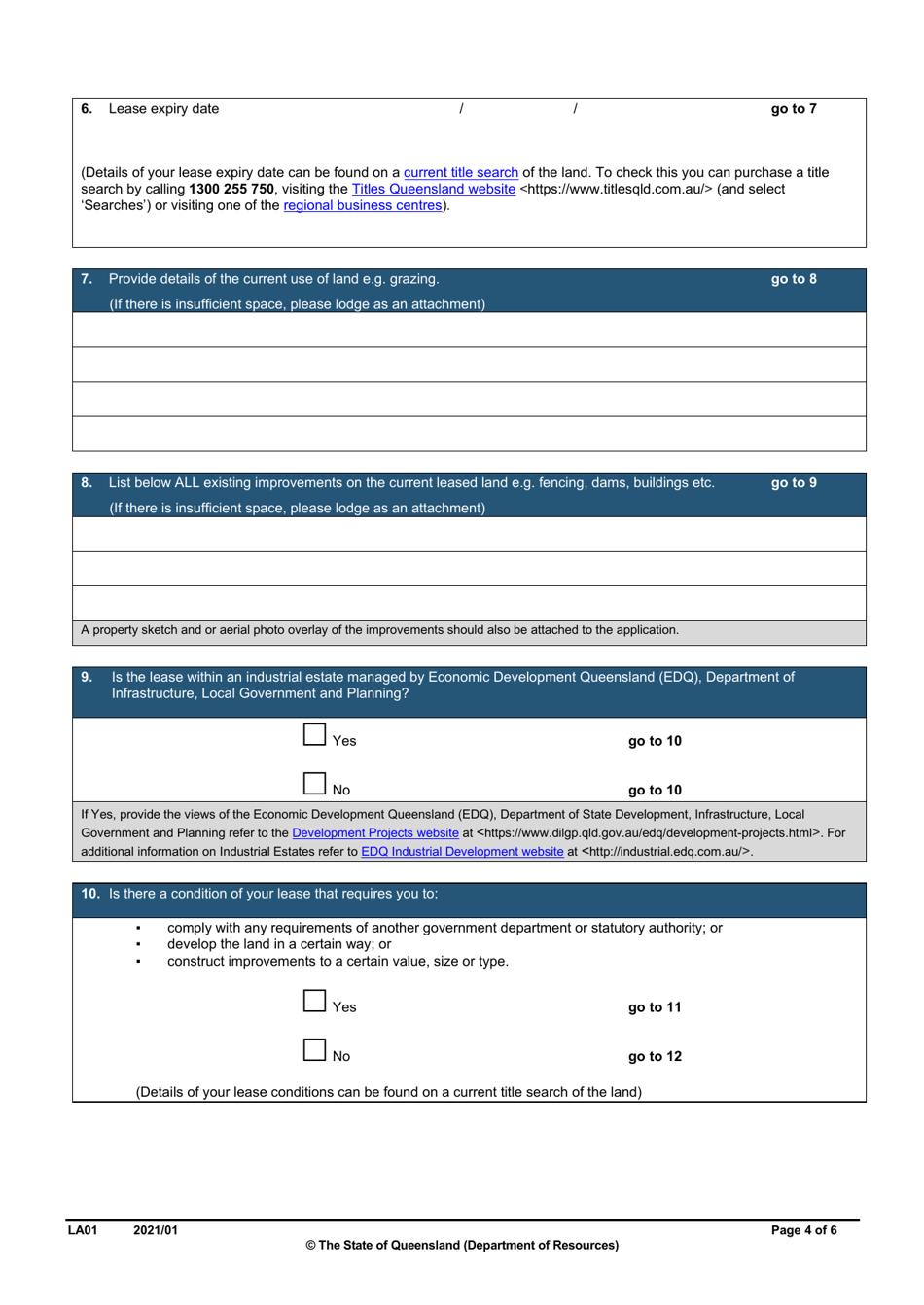 Form LA01 Part B Conversion of a Lease Application - Queensland, Australia, Page 4