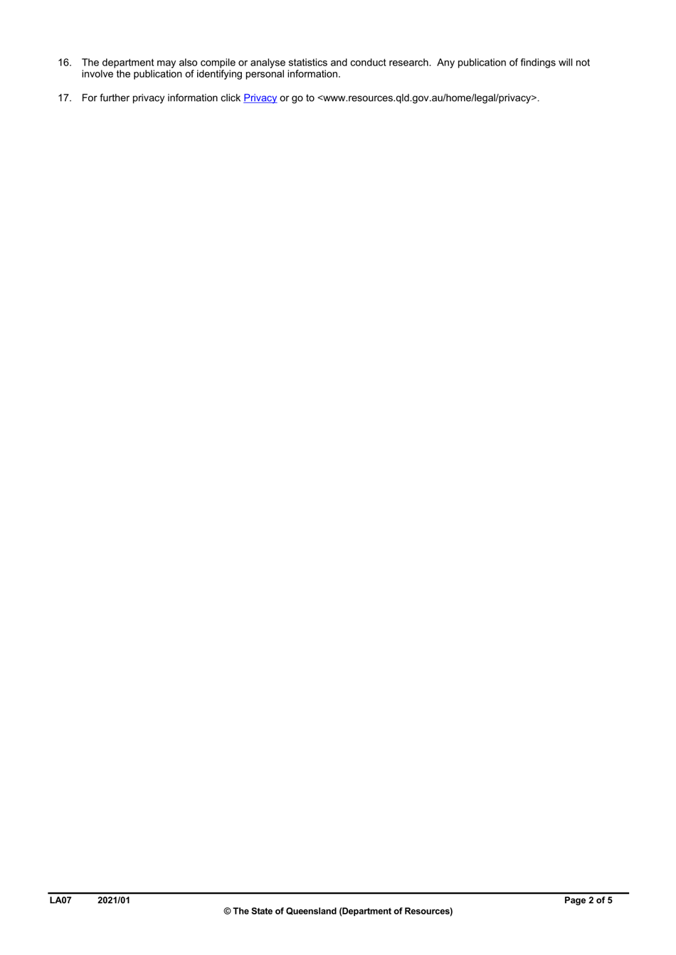 Form LA07 Part B Surrender of a Lease, Licence or Permit to Occupy Application - Queensland, Australia, Page 2