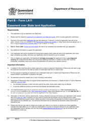 Form LA11 Part B Easement Over State Land Application - Queensland, Australia