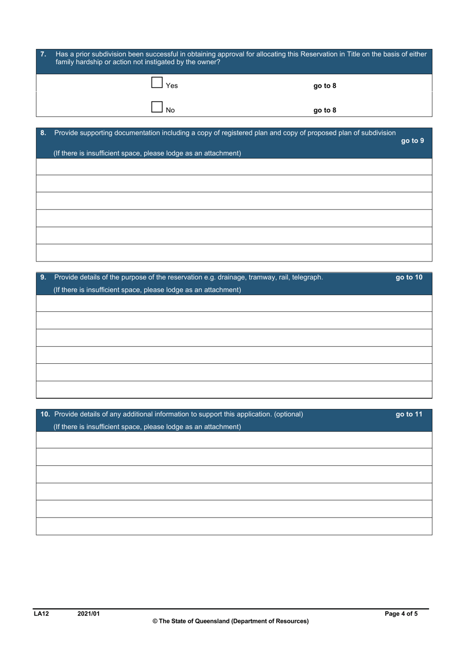 Form LA12 Part B Allocate or Purchase a Reservation in Title Application - Queensland, Australia, Page 4