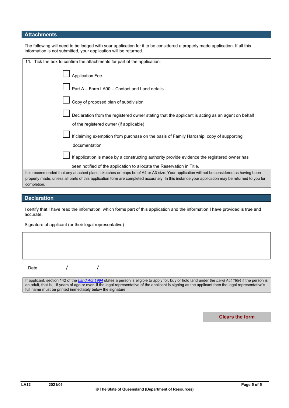 Form LA12 Part B Allocate or Purchase a Reservation in Title Application - Queensland, Australia, Page 5