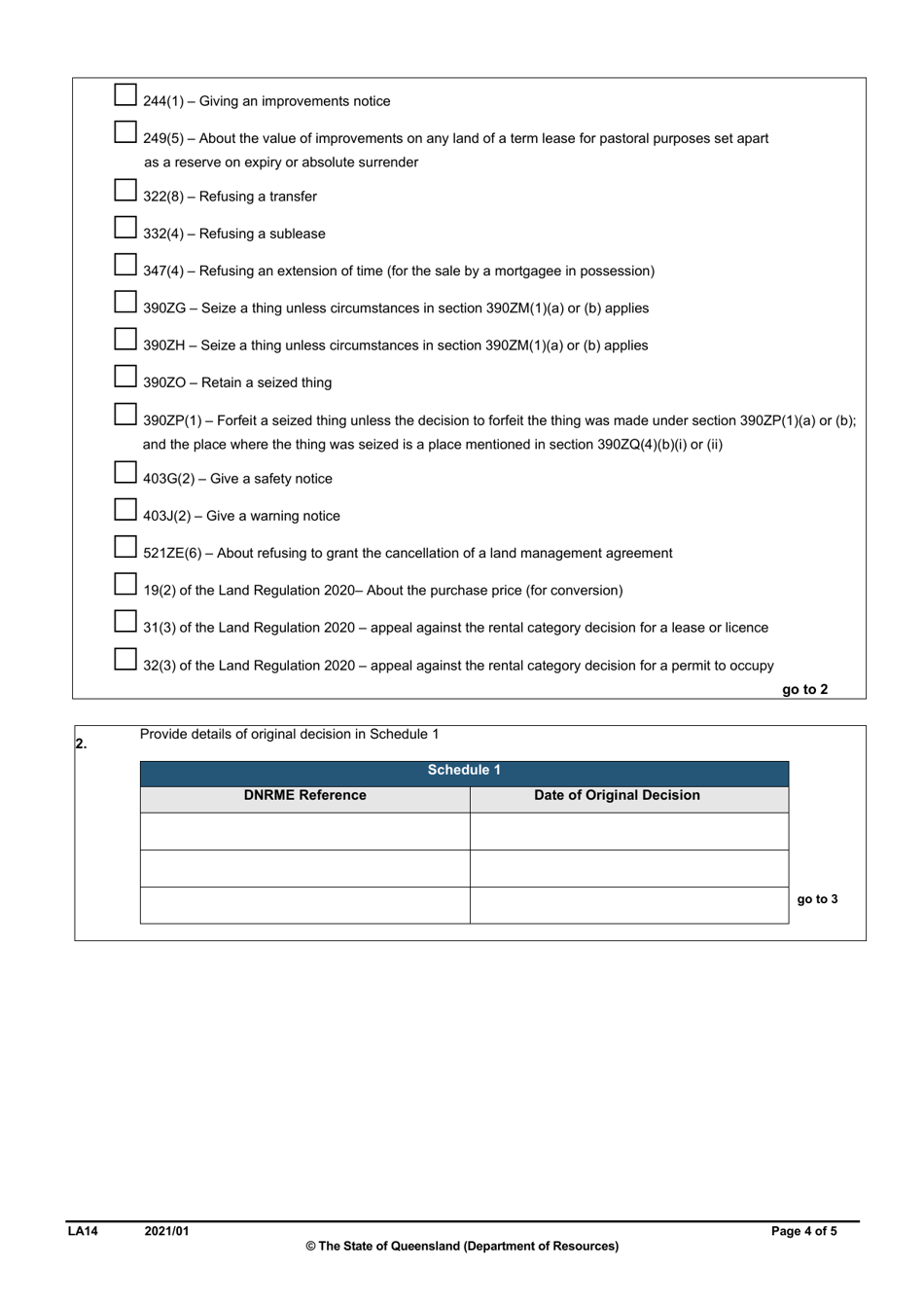 Form LA14 Part B Internal Review of Original Decision Application - Queensland, Australia, Page 4