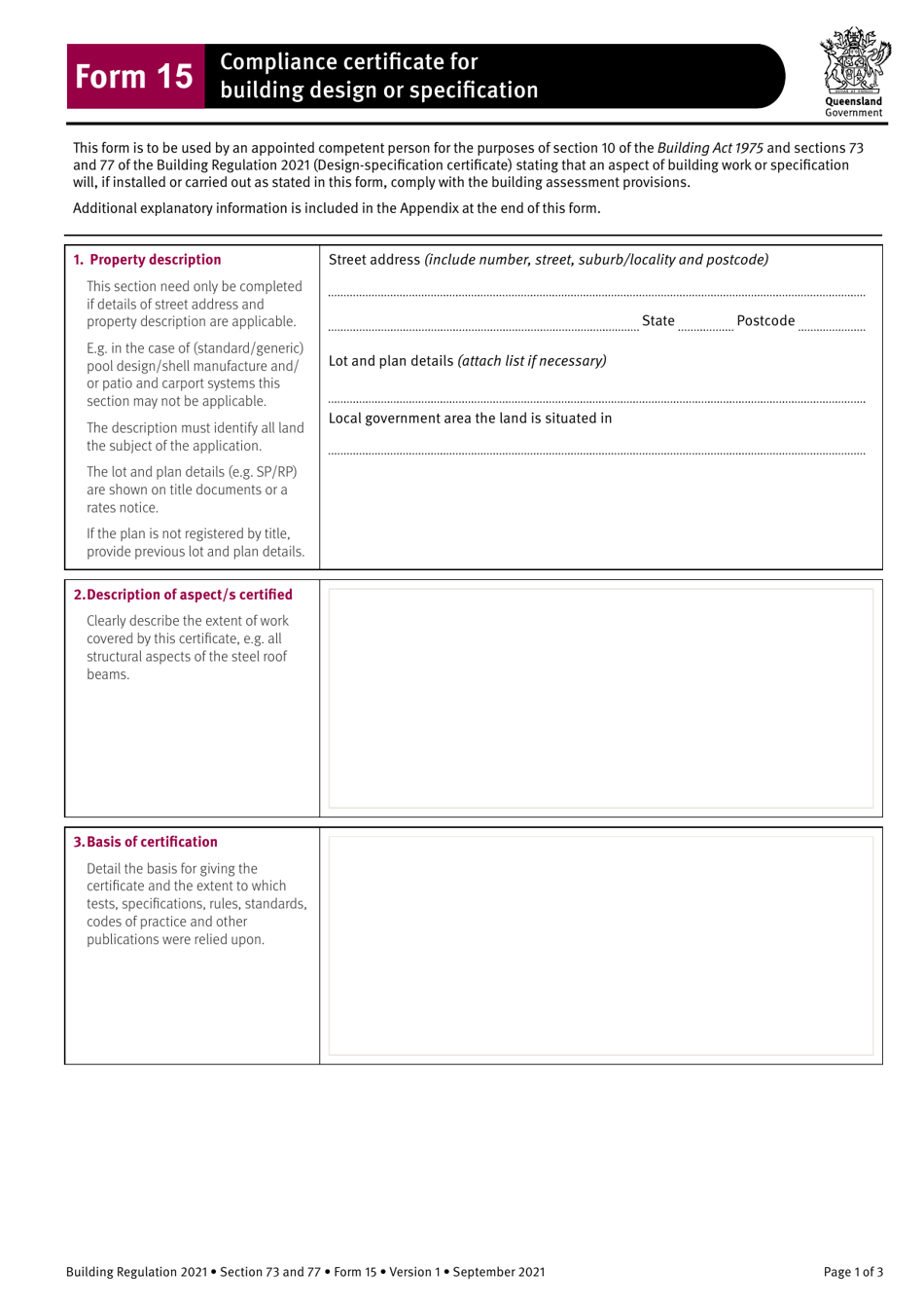 Form 15 Download Fillable PDF or Fill Online Compliance Certificate for