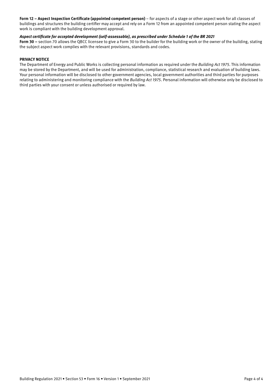 Form 16 Inspection Certificate - Queensland, Australia, Page 4