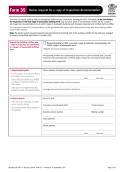 Form 35 &quot;Owner Request for a Copy of Inspection Documentation&quot; - Queensland, Australia
