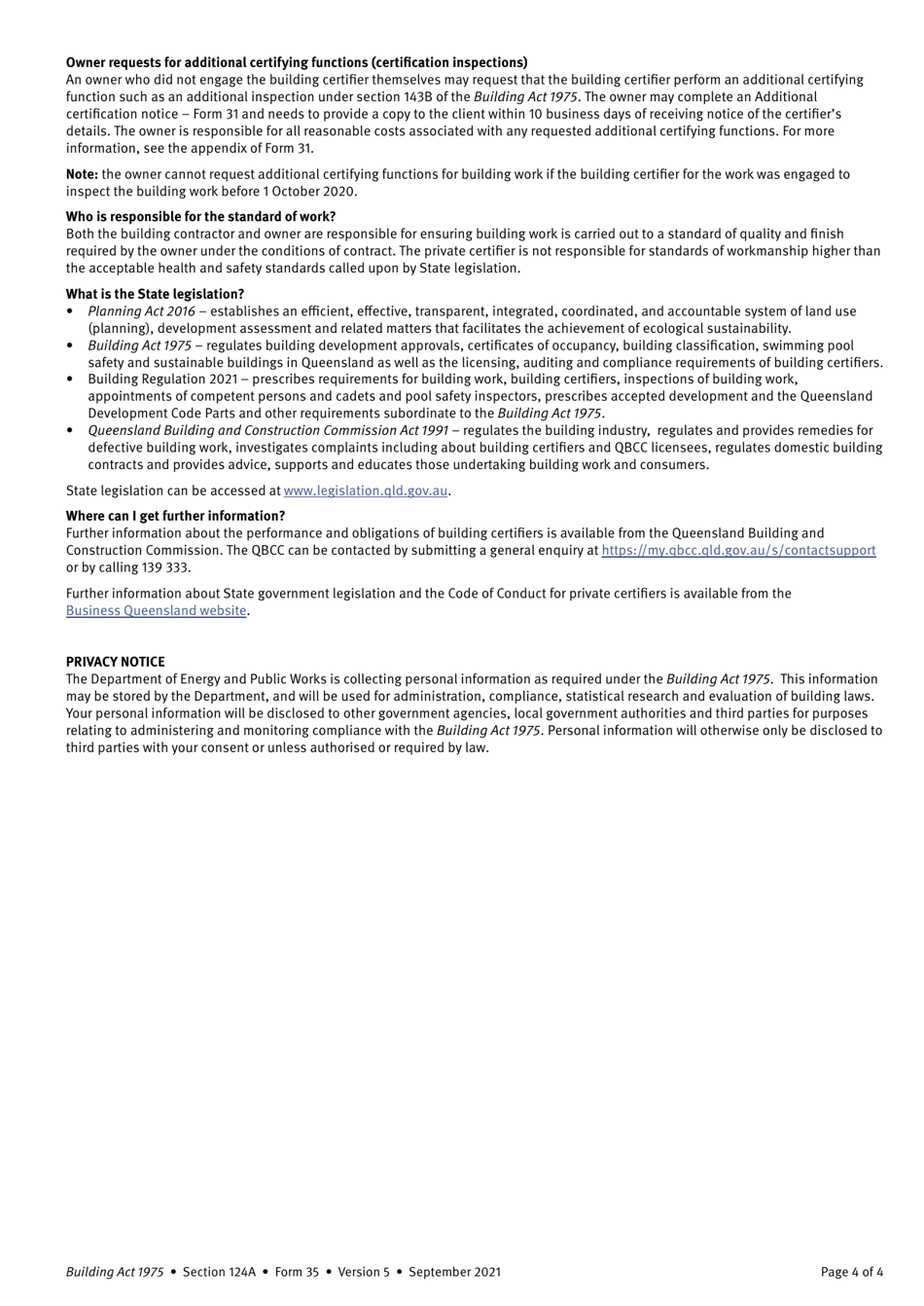 Form 35 Owner Request for a Copy of Inspection Documentation - Queensland, Australia, Page 4