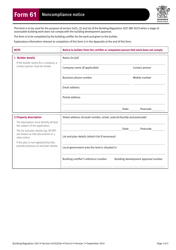 Form 61 &quot;Noncompliance Notice&quot; - Queensland, Australia