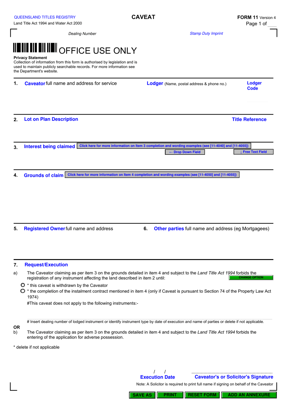 Form 11 - Fill Out, Sign Online And Download Fillable PDF, Queensland ...